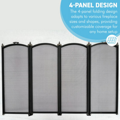 Folding Four Panel Mesh Fire Guard Screen Durable Fireplace Safety ...