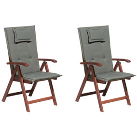 Folding Furniture Set Set of 2 Wood Graphite Grey TOSCANA