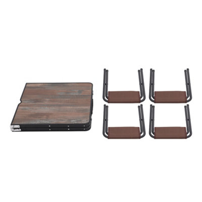 Folding Garden Picnic Table Set Rectange Camping Table with 4 Stools Set