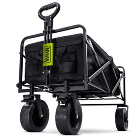 Folding Garden Trolley with Large Wheels and Removable Fabric, Ideal for Festivals, Camping, Black - Maximum Load 100kg