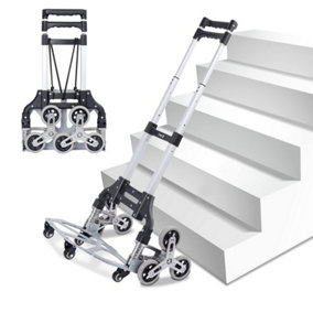 Folding Hand Truck Aluminium Stair Climbing Cart with 10 Wheels Lightweight