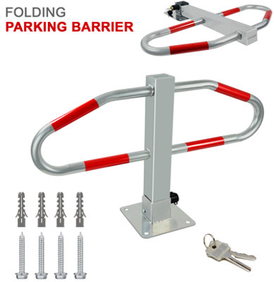 Folding Locking Parking Bollard  Secure Driveway & Car Park Post Barrier