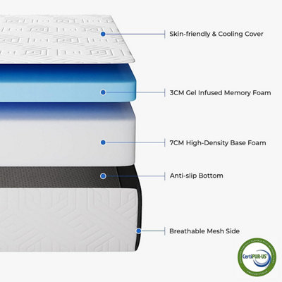 Folding Mattress with Storage Bag 10CM Gel Memory Foam Tri-fold for Travel or Guest Bed