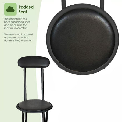Folding Padded High Back Stool (Black)