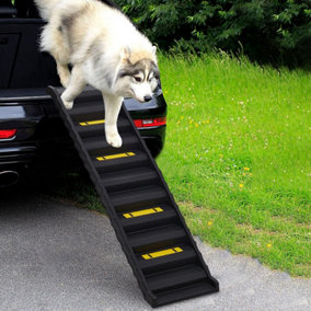 Folding Portable Dog Pet Stairs Ramp Black Weight capacity up to 75kg