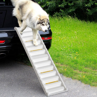 Folding Portable Dog Pet Stairs Ramp White Weight capacity up to 75kg