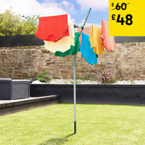 Folding Rotary Airer Washing Clothes Line With 4 Arms 40M Coverage