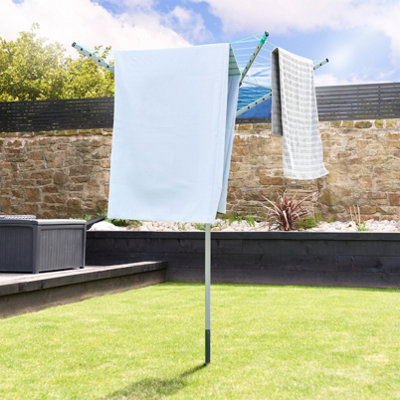 Folding Rotary Airer Washing Clothes Line With 4 Arms 40M Coverage