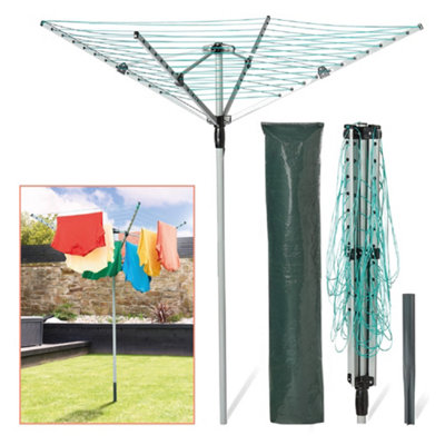 Folding Rotary Airer Washing Clothes Line With 4 Arms 40M Coverage