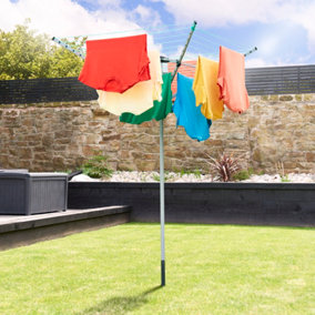 Folding Rotary Airer Washing Clothes Line With 4 Arms 50M Coverage