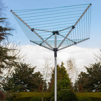 Folding Rotary Airer Washing Clothes Line With 4 Arms 50M Coverage