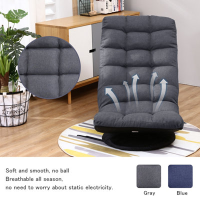 Folding Sofa Chair, 360 Degree Swivel 6 Position Adjustable Lazy High Back Seater Reclining Lounge Chairs FULLY ASSEMBLY (Gray)