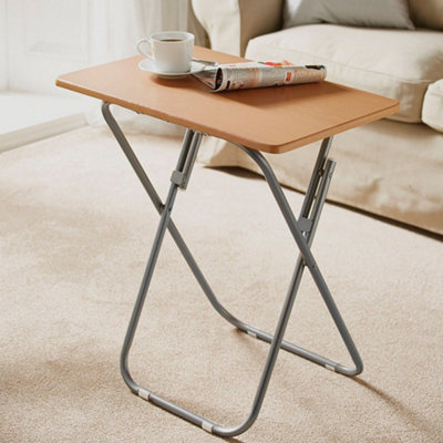 Folding Sofa Table for TV Dinner, Wipe Clean Wood-Effect, Use Anywhere Around The Home, Camping or Caravanning, H70cm