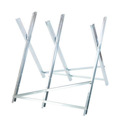 Folding Steel Log Sawhorse - White