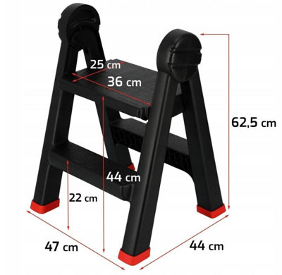 Folding Step Ladder 2 Plastic Non Slip Tread Safety Stool Heavy Duty Ladders