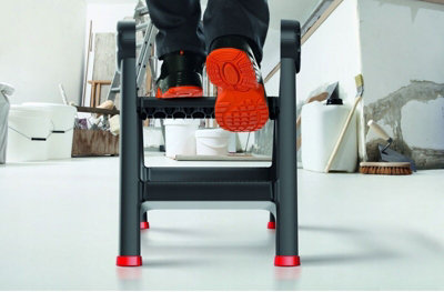 Sellbrander Portable Folding 2-Step Ladder – Black, Non-Slip, Small Stool (330 Lb Capacity)