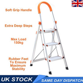 Folding Step Ladder 3-Step Orange