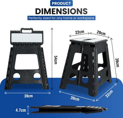 Folding Step Stool 15 Inch Lightweight Heavy Duty Strong Plastic Stool ...