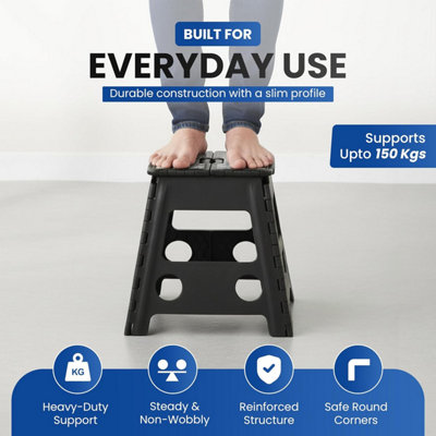 Folding Step Stool 15 Inch Lightweight Heavy Duty Strong Plastic Stool ...