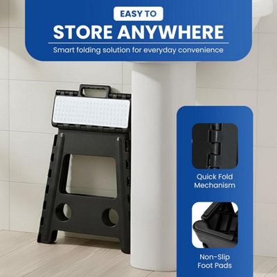 Folding Step Stool 15 Inch Lightweight Heavy Duty Strong Plastic Stool ...