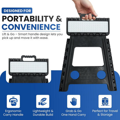 Folding Step Stool 15 Inch Lightweight Heavy Duty Strong Plastic Stool ...