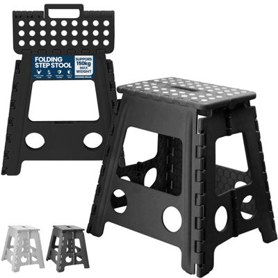 Folding Step Stool 17 Inch Lightweight Heavy Duty Strong Plastic Stool ...