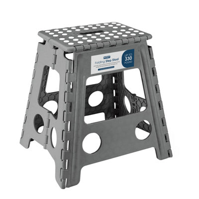 Folding Step Stool 17 Inch Lightweight Heavy Duty Strong Plastic Stool ...