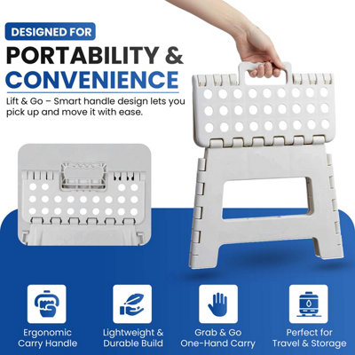 Folding Step Stool 8.5 Inch Lightweight Heavy Duty Strong Plastic Stool ...