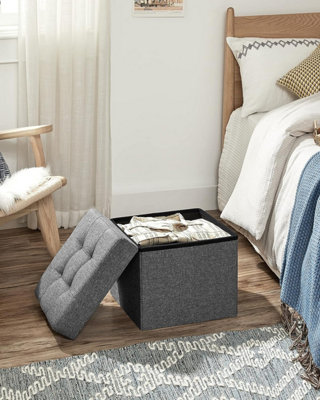 Folding Storage Chest Ottoman Footstool Portable Picnic Seat Versatile ... - Space Saving Ottoman Storage