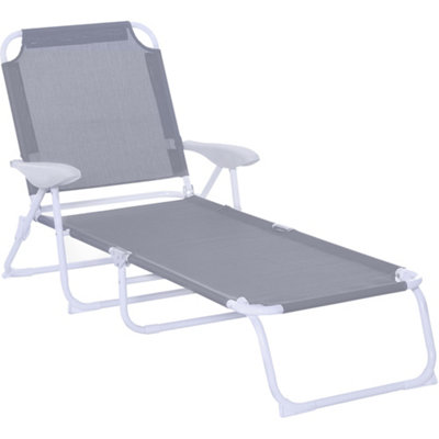 Folding Sun Beach Lounger Garden Reclining Lounge Chair w/ 4-Level Backrest