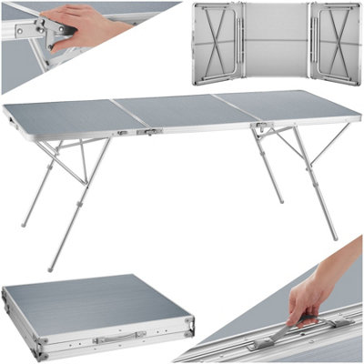 Folding Table Jumbo - foldable, aluminium frame and MDF boards - silver