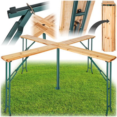 Folding Table Quattro - includes parasol holder, 241 x 241 x 103 cm - brown