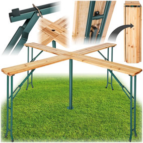 Folding Table Quattro - includes parasol holder, 241 x 241 x 103 cm - brown