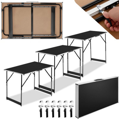 Folding Table Trestle Camping Party Picnic BBQ Stall Garden Indoor Outdoor - black