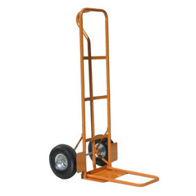 Folding Toe High Back P Handle Truck with 200kg Capacity, Puncture-Proof Wheels, Steel Yellow Frame, Fixed & Folding Toe Plate