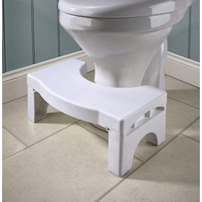 Folding Toilet Squat Stool - White Leg Raising Bathroom Loo Foot Step Stool Squatting Aid for Adults or Kids - 17 x 25 x 41cm