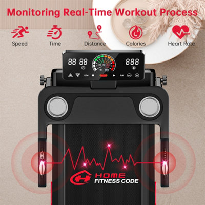 Folding Treadmill with LED Display, 14km/h Speed & 20% Incline for Home ...