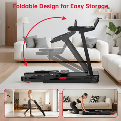 Folding Treadmill with LED Display, 14km/h Speed & 20% Incline for Home ...