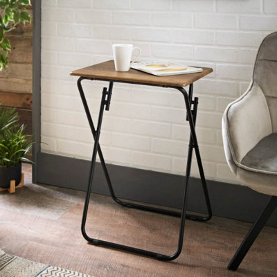 Folding TV Tray Table Side Table Stable Dinner Foldable Table Snack Coffee Table for Living Room Bedroom W48xD38xH66 cm