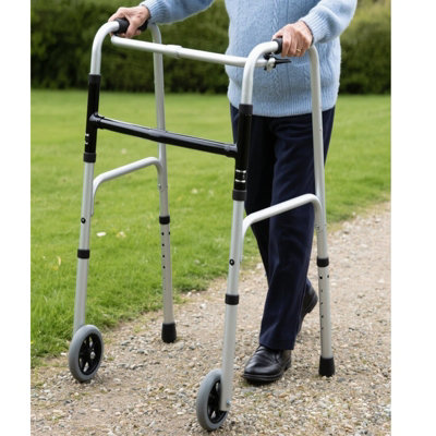 Folding Walking Frame Lightweight Aluminium Walker Adjustable Zimmer ...