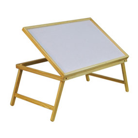 Folding Wooden Bed Lap Tray - Adjustable Angle - Sturdy Legs for Added Height