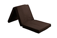 Folding Z Bed Mattress, Tri Folding Guest Bed, Lightweight, Space Saving, Futon Mattress, Chocolate Brown