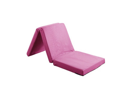 Folding Z Bed Mattress, Tri Folding Guest Bed, Lightweight, Space Saving, Futon Mattress, Pink