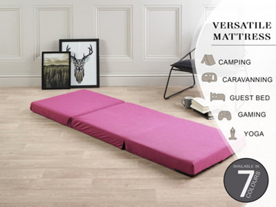 Folding Z Bed Mattress Tri Folding Guest Bed Lightweight Space Saving Futon Mattress Pink