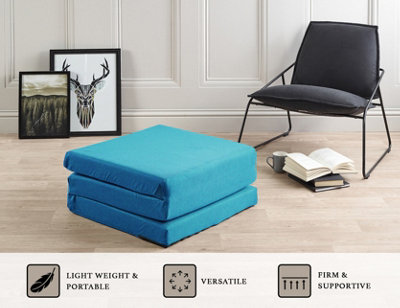 Folding Z Bed Mattress Tri Folding Guest Bed Lightweight Space Saving Futon Mattress Turquoise Blue
