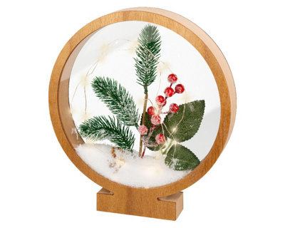 Foliage Christmas Light Wooden Frame