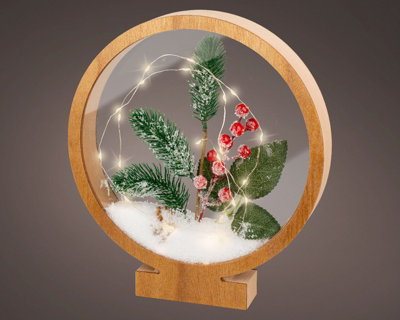 Foliage Christmas Light Wooden Frame