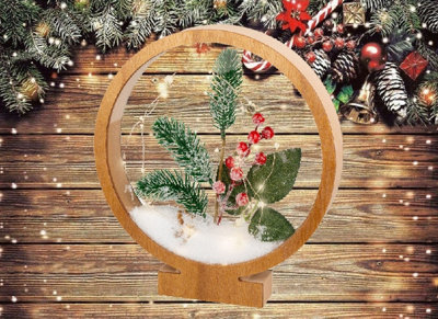 Foliage Christmas Light Wooden Frame