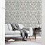 Folk Floral Patterned Textured Vintage Wallpaper Soft Blue World of Wallpaper 946103