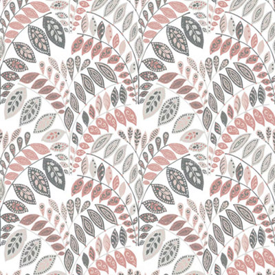 Folklore Grey & Pink Floral Wallpaper FD25141